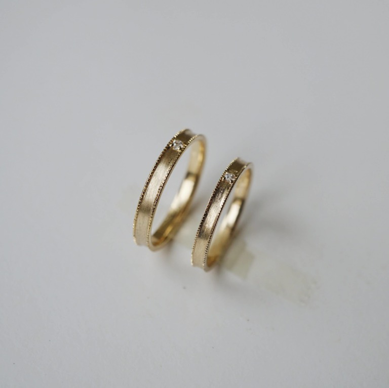 SQUARE MILGRAIN COUPLE RING