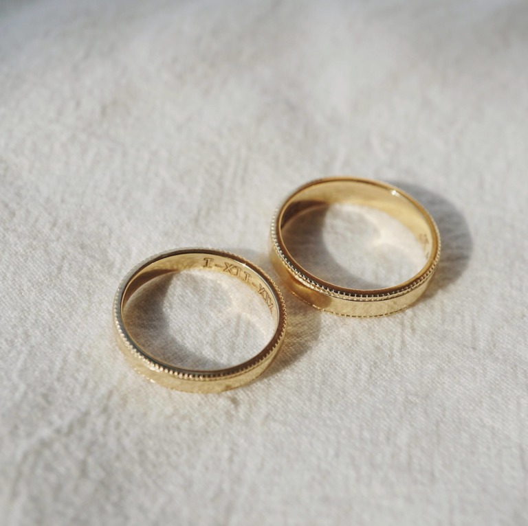 Alternative view of DOUBLE MILGRAIN COUPLE RING