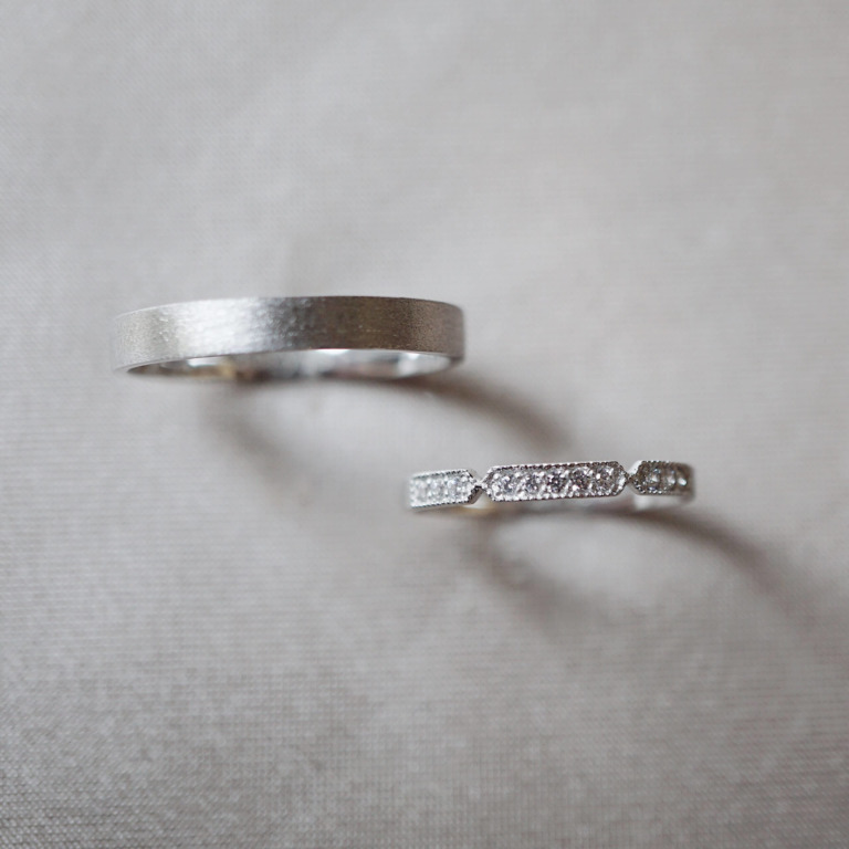 BAND RING 3MM & FRENCH PAVE RING