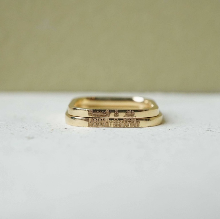 SQUARE COUPLE BAND RING