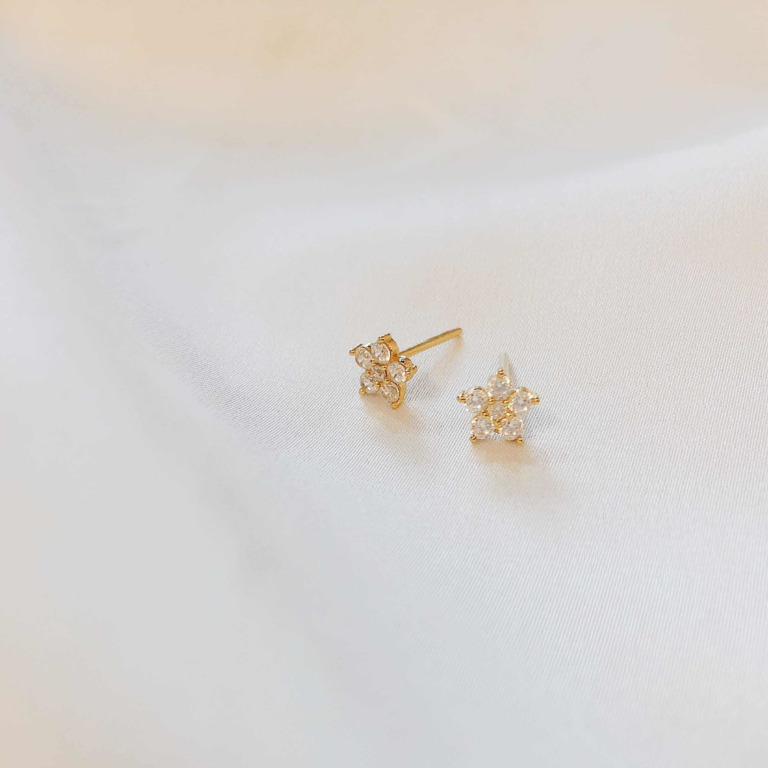 Alternative view of FLOWER PAVE EARRINGS