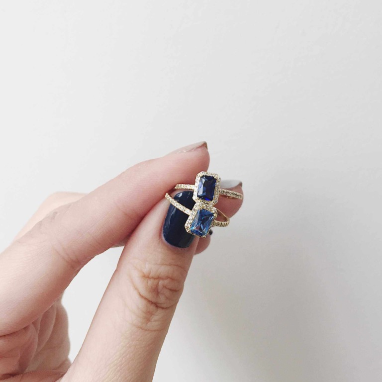HALO RECTANGLE PAVE RING