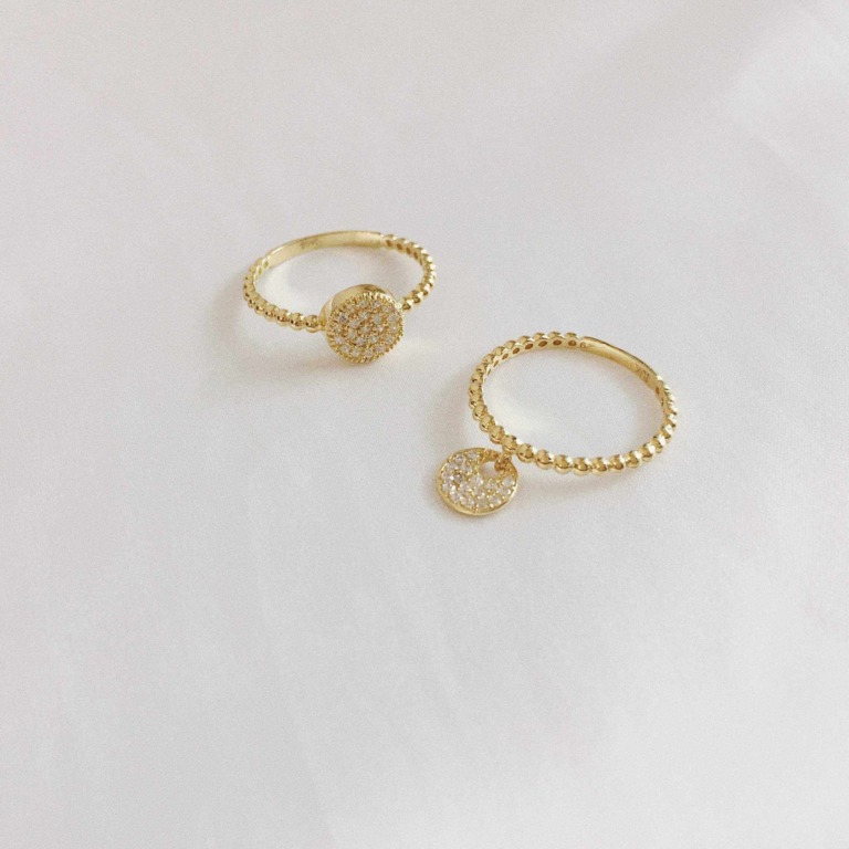 Alternative view of BEADED RING - DISC PAVE DROP