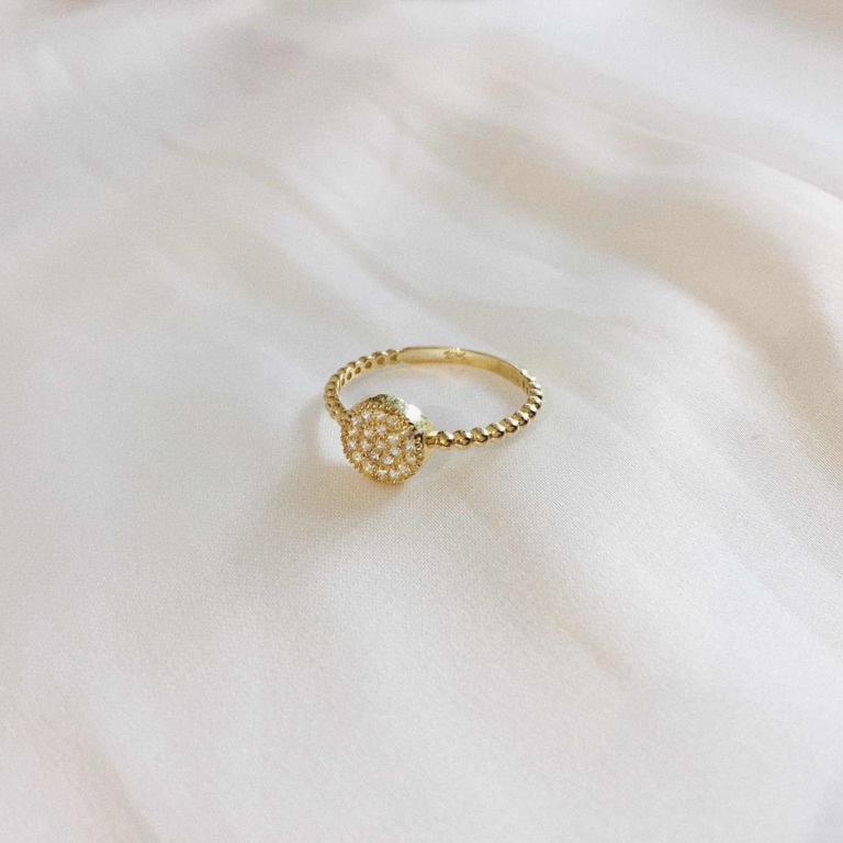 BEADED RING - DISC PAVE