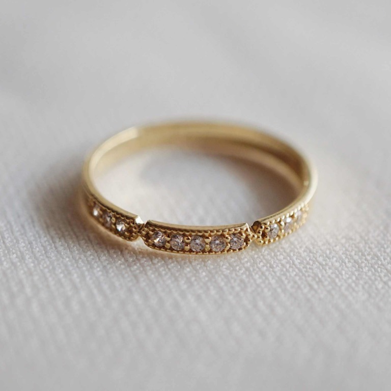 Alternative view of BAND RING 3MM & FRENCH PAVE RING