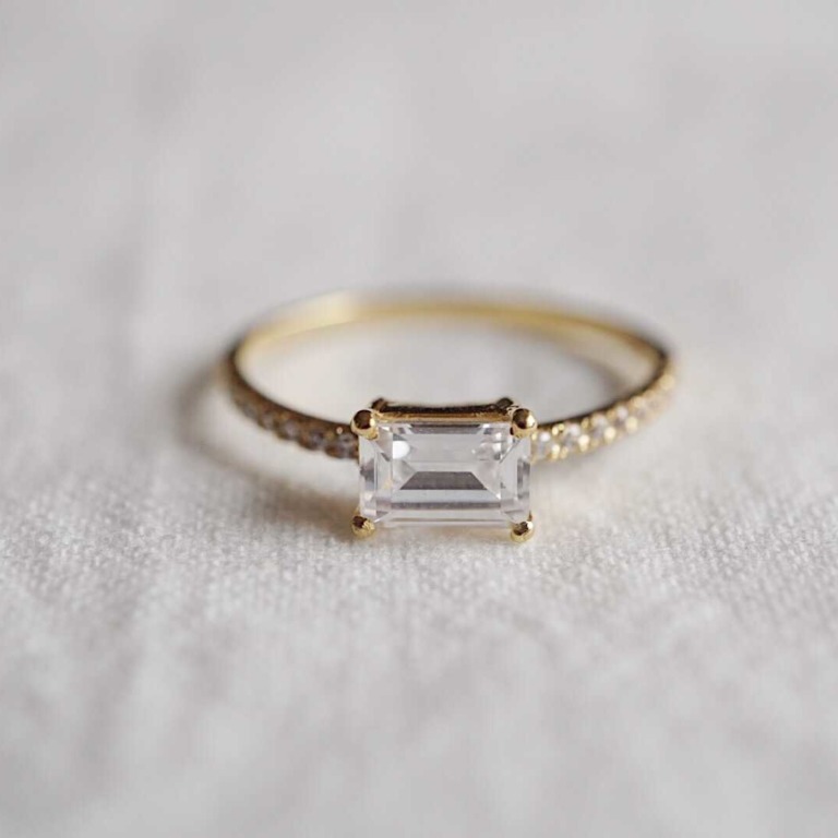 Alternative view of RECTANGLE PAVE RING