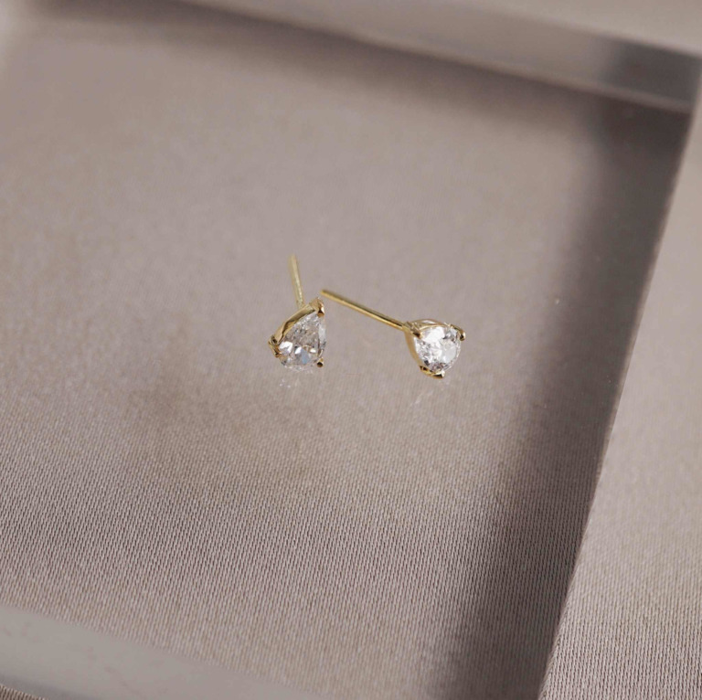 Alternative view of PEAR CUT STUD EARRINGS