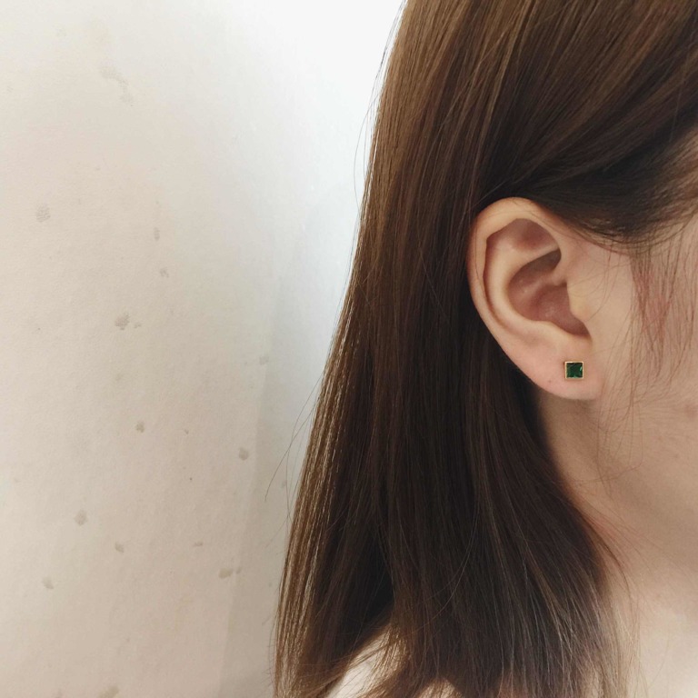 Alternative view of SQUARE STONE EARRINGS