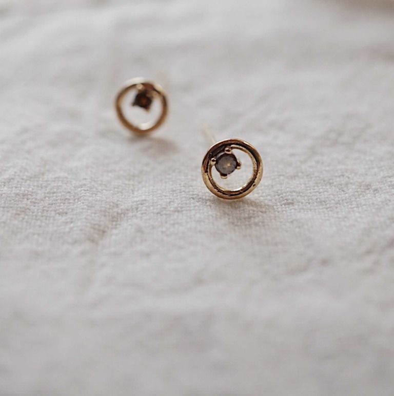 RAW DIAMOND SUN EARRINGS