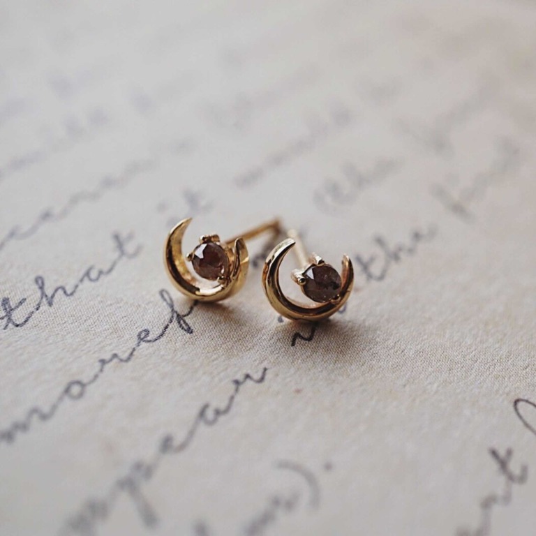 CRESCENT RAW DIAMOND EARRINGS