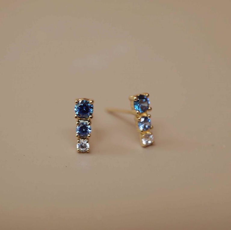 VERTICAL TRIO STONE EARRINGS