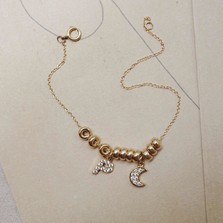 CRESCENT LETTER PAVE ROSIE BRACELET