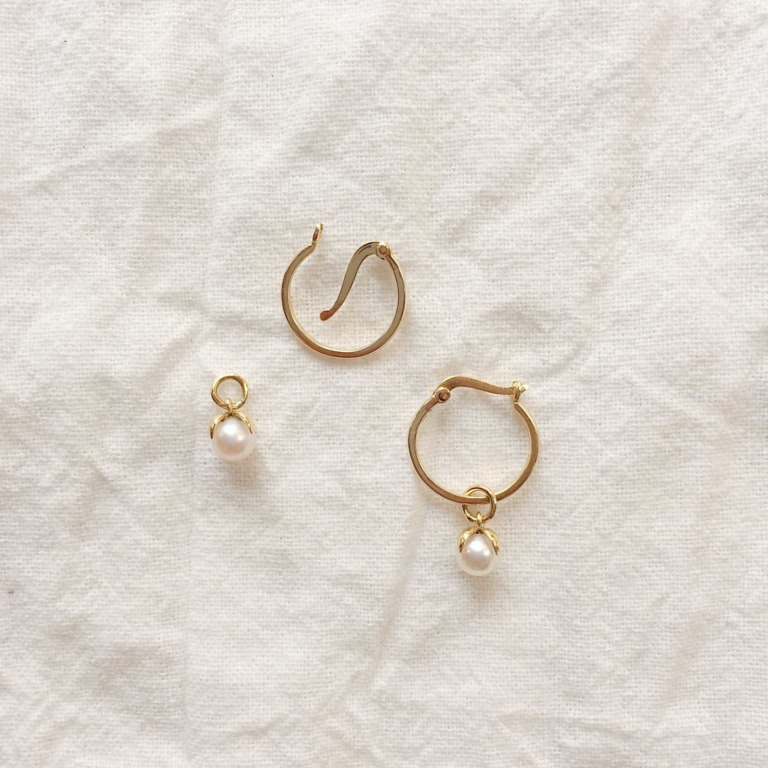 PEARL HOOP EARRINGS