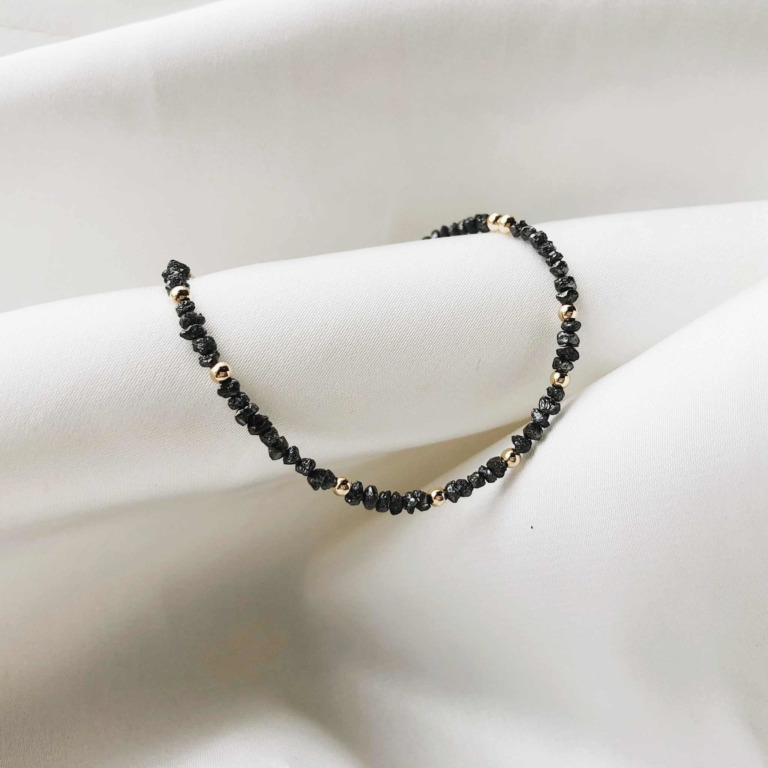 BEADED BRACELET - BLACK RAW DIAMOND