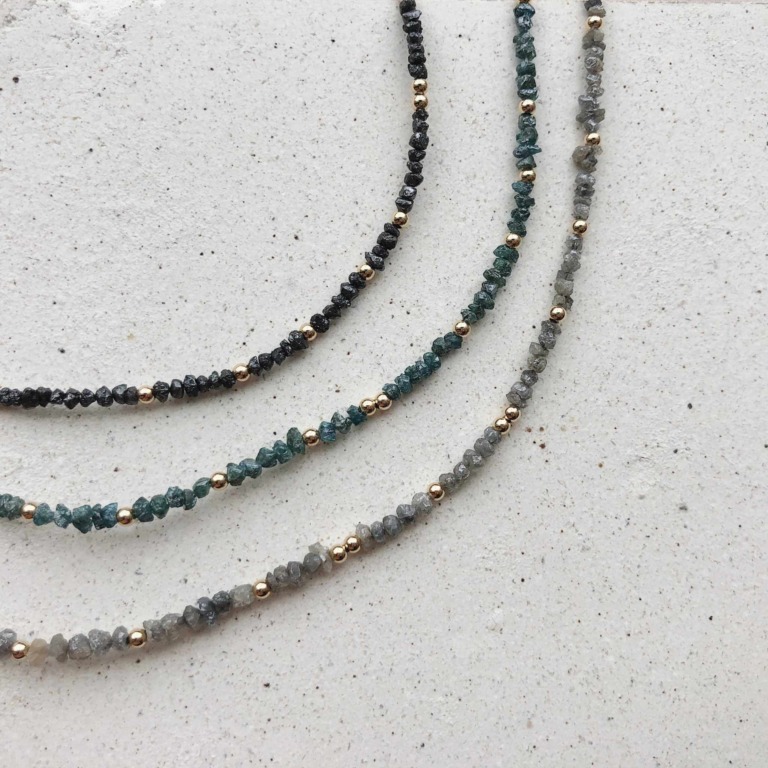 Alternative view of BEADED BRACELET - GREY RAW DIAMOND