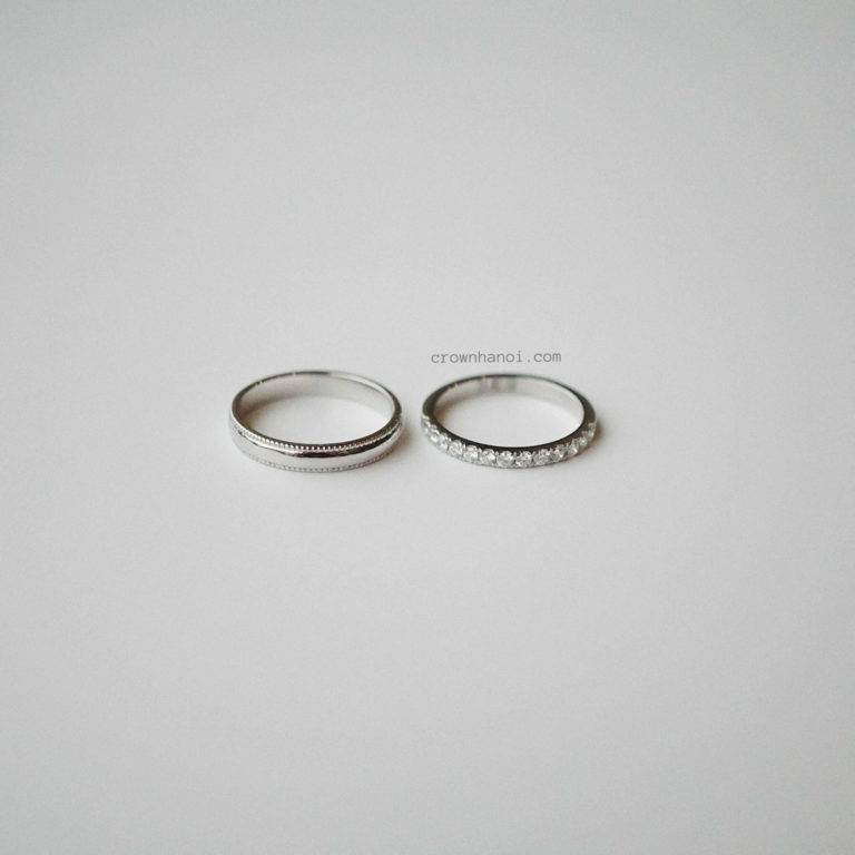 D - SHAPE DOUBLE MILGRAIN RING & HALF BOLD PAVE ETERNITY RING - 1.7MM