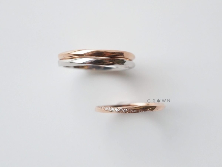 DOUBLE TWIST MATTE RING & PAVE TWIST RING