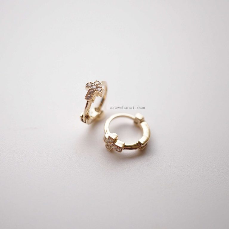 CROSS PAVE MINI HOOP EARRINGS