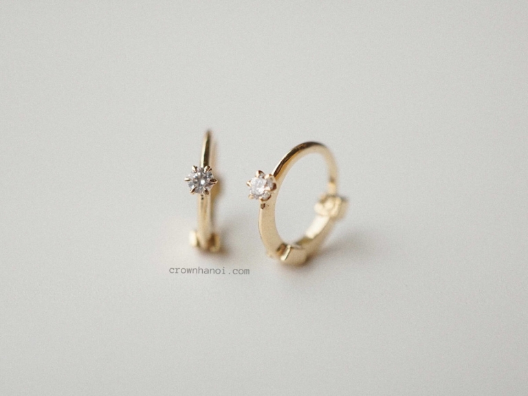 STONE MINI HOOP EARRING