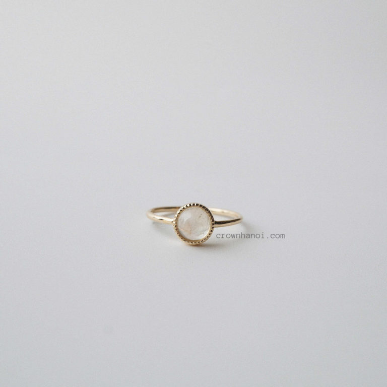 MOONSTONE MILGRAIN RING