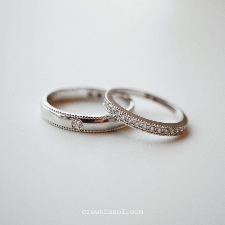 DOUBLE D-SHAPE MILGRAIN RING & MILGRAIN ETERNITY RING