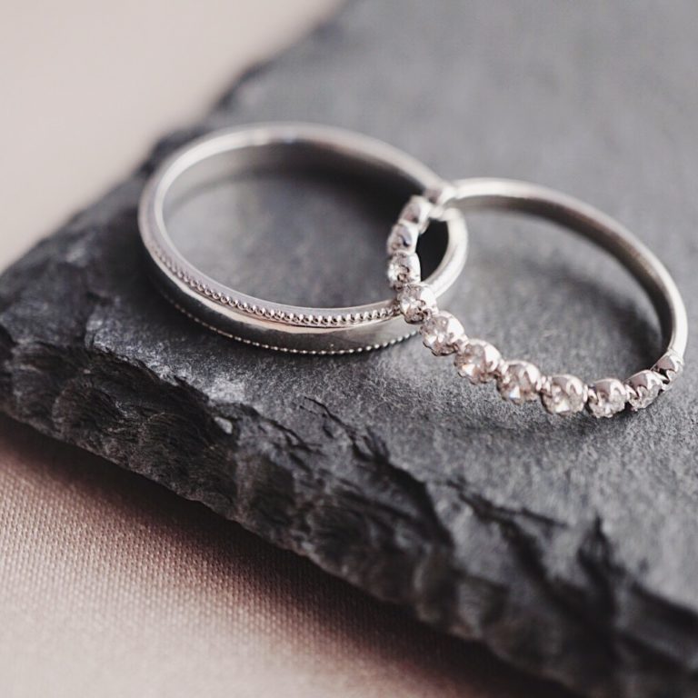 D - SHAPE DOUBLE MILGRAIN RING & FULL STONE RING 2.0