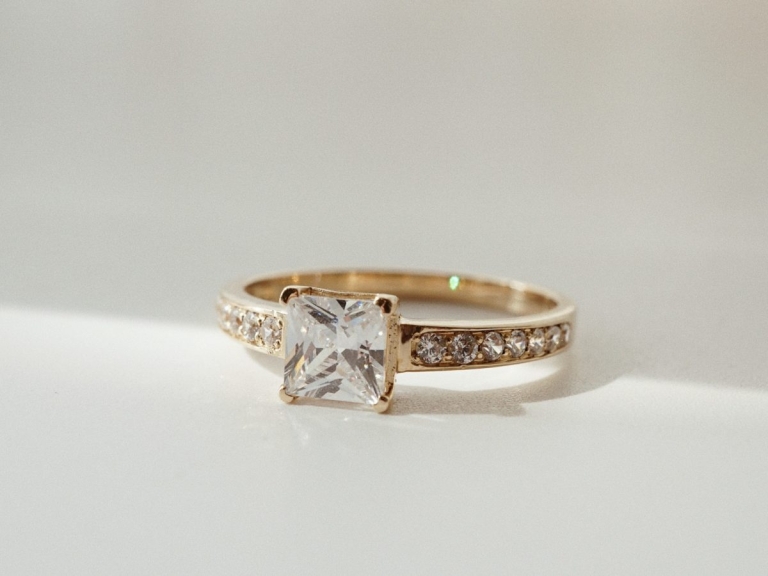 Alternative view of PRINCESS ETERNITY PAVE & FACET HOLLOW BAND RING