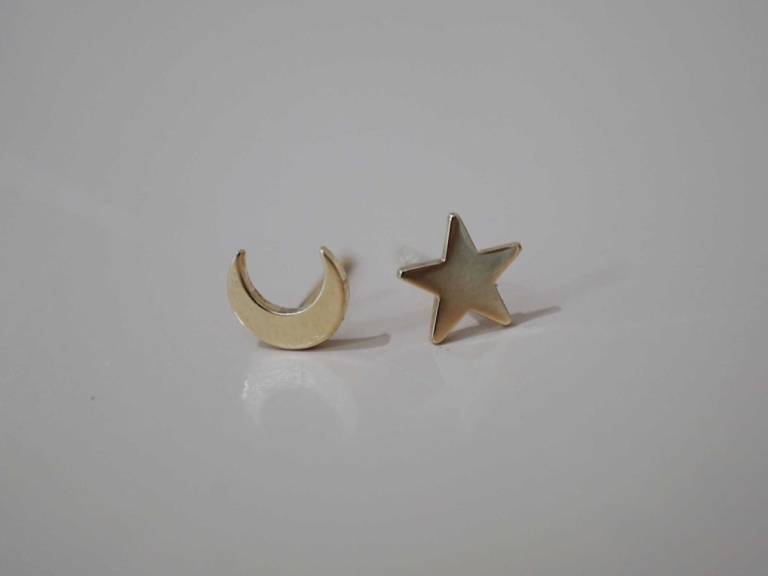 MINI CRESCENT STAR EARRINGS