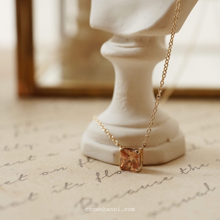 Alternative view of PRONG SQUARE STONE NECKLACE