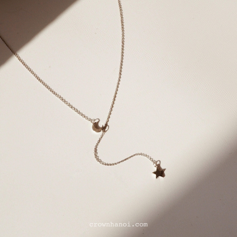 Alternative view of CRESCENT STAR LARIAT NECKLACE