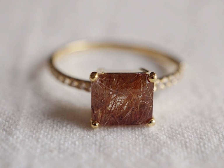 RUTILATED QUARTZ PAVE RING