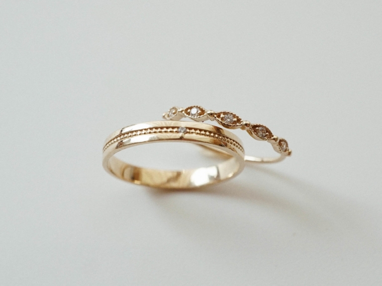 MILGRAIN RING - 3MM & EYELET SKINNY RING
