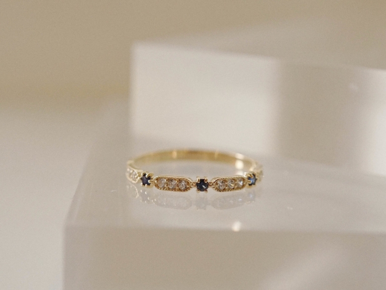 SAPPHIRE FRENCH PAVE RING