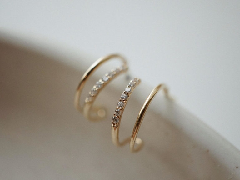 PAVE DOUBLE HOOP EARRINGS