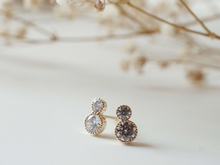 DUO STONE MILGRAIN EARRINGS
