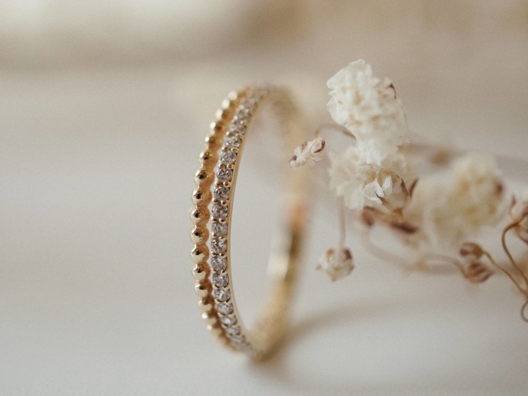 Alternative view of BEADED STONE DOUBLE RING
