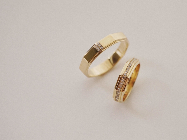 DECAGON PAVE RING & DECAGON DUO BAND RING