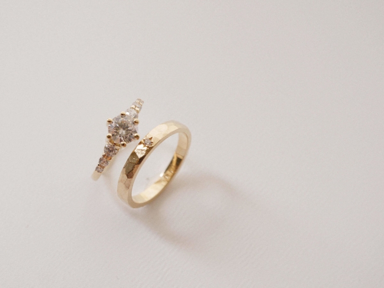 DAINTY SOLITAIRE RING & STARDUST FACET RING