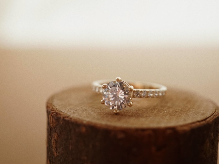6 PRONG SOLITAIRE BOLD PAVE RING