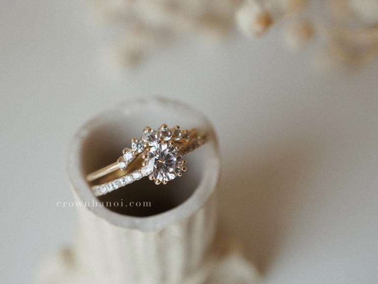 CATHEDRAL SOLITAIRE PAVE RING & ARCH SKINNY RING