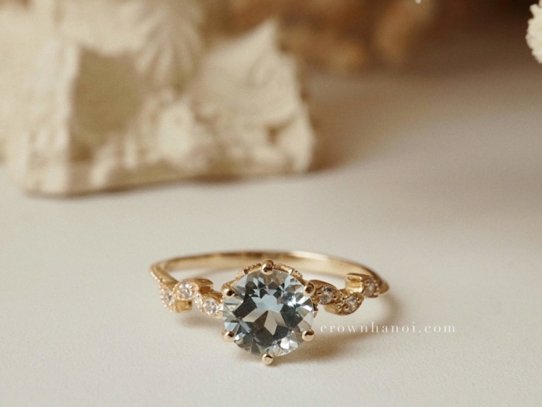 AQUAMARINE DAHLIA RING