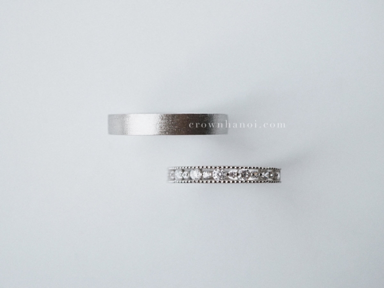 BAND RING 3.5MM & FRENCH LACE RING