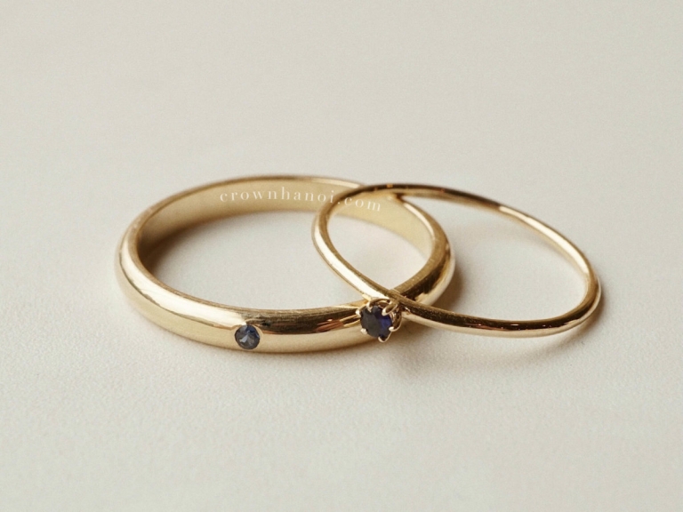 SAPPHIRE UNO RING & DANDELION SKINNY RING