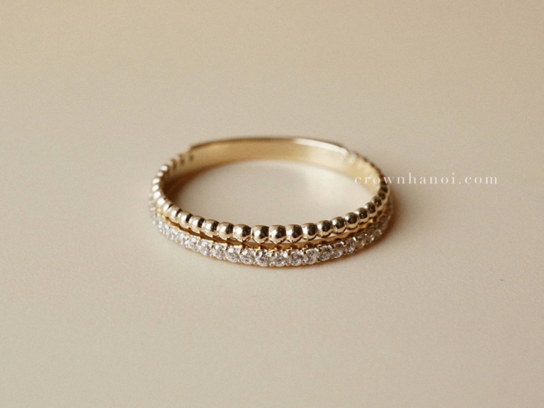 BEADED STONE DOUBLE RING