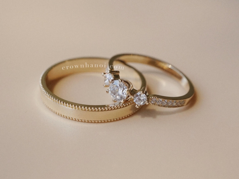 DOUBLE MILGRAIN RING & THREE STONE MILGRAIN ETERNITY RING
