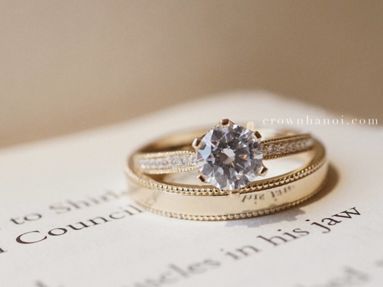 DOUBLE MILGRAIN RING & 6 PRONG SOLITAIRE MILGRAIN ETERNITY RING