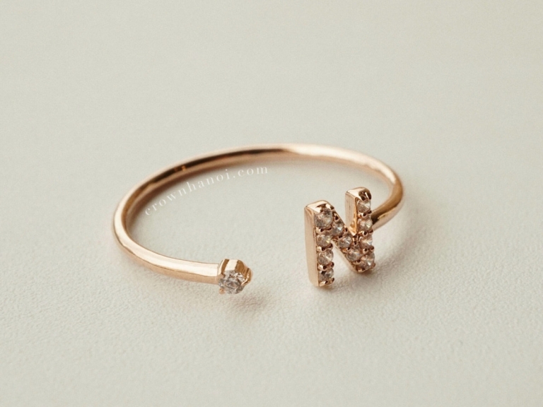 MINI PAVE LETTER OPEN STONE RING