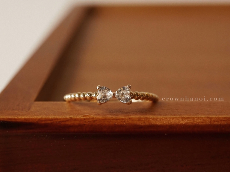 HEART BOW BEADED RING