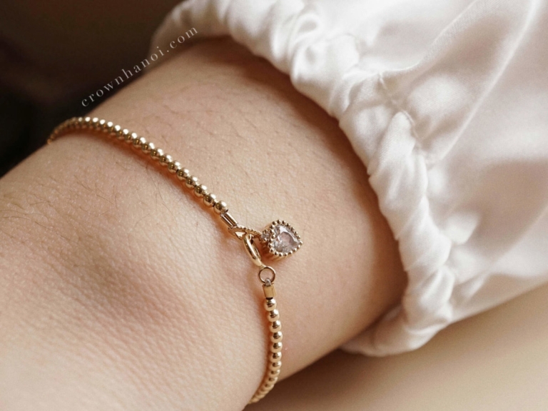 HEART STONE MILGRAIN - BEADED BRACELET 2MM