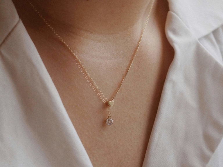 STONE MILGRAIN - TINY HEART ADJUST NECKLACE